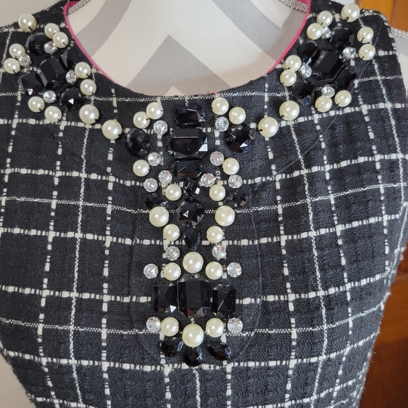 Eliza J New York Beaded Neckline Wool Blend Fit and Flare Dress Size 10 - Picture 2 of 9